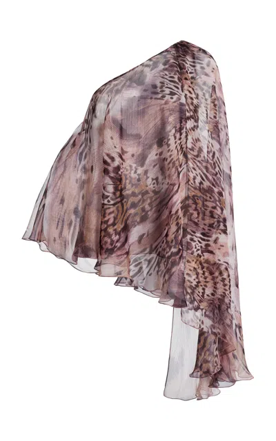 Zuhair Murad Chiffon Guppy Print Top In Animal Print
