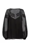 Zuhair Murad Chiffon Lace Top In Black