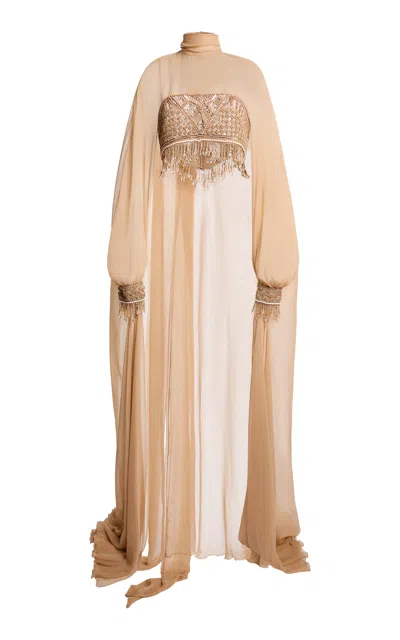 Zuhair Murad Contrast Embroidered Top In Nude