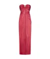 Zuhair Murad Long Sugar Coral Draped Bustier Dress In Red