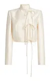Zuhair Murad Cotton Shantung Jacket In White