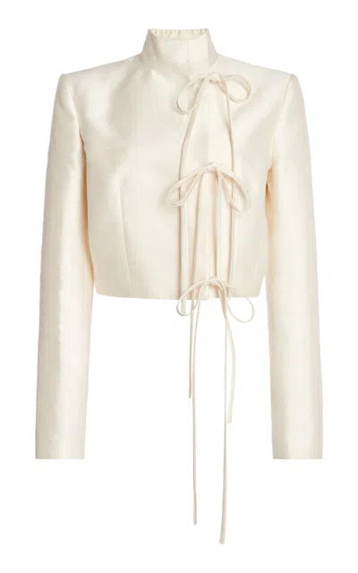 Zuhair Murad Cotton Shantung Jacket In White