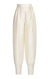 Zuhair Murad Cotton Shantung Trousers In White