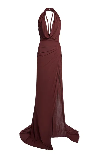 Zuhair Murad Cowl-neck Maxi Dress In Brown
