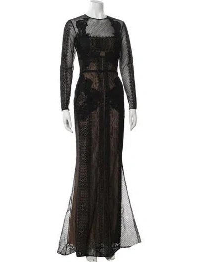 Pre-owned Zuhair Murad Crew Neck Long Dress In Black