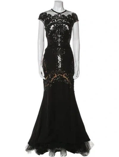Pre-owned Zuhair Murad Crew Neck Long Dress In Black