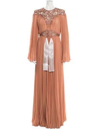 Pre-owned Zuhair Murad Crew Neck Long Dress W/ Tags In Orange