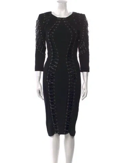 Pre-owned Zuhair Murad Crew Neck Midi Length Dress In Black