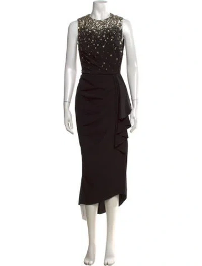 Pre-owned Zuhair Murad Crew Neck Midi Length Dress In Black/silver