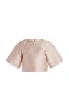 Zuhair Murad Cropped Cotton Shantung Top In Pink