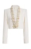 Zuhair Murad Cropped Embellished Jacket In White