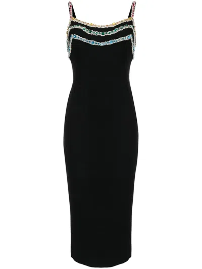 Zuhair Murad Crystal-embellished Cady Midi Dress In Black