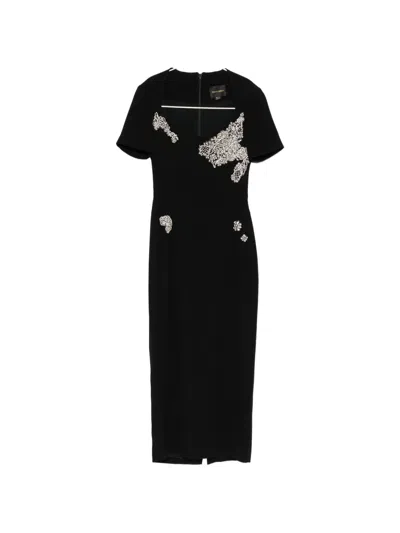 Zuhair Murad Crystal-embellished Portrait-neck Dress In Black
