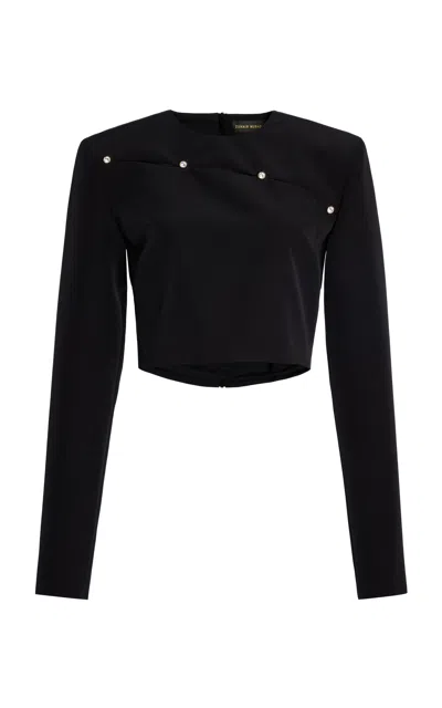 Zuhair Murad Cutout Detailed Cropped Top In Black