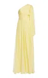 Zuhair Murad Cutout Draped Silk-chiffon Maxi Dress In Yellow
