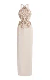 Zuhair Murad Cutout Embroidered Cady Maxi Dress In White