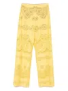Zuhair Murad Deco Lace Trousers In Yellow