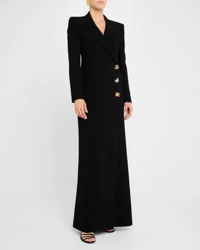 Zuhair Murad Double-breasted Cady Maxi Tuxedo Dress In Black