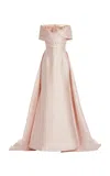 Zuhair Murad Draped Cotton Shantung Maxi Dress In Pink