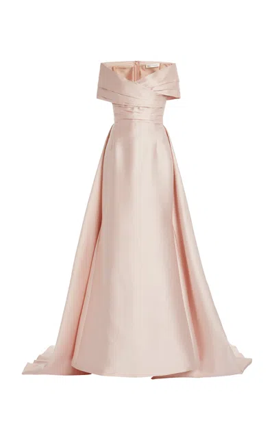 Zuhair Murad Draped Cotton Shantung Maxi Dress In Pink