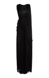 Zuhair Murad Draped Jersey Plisse Maxi Scarf Dress In Black