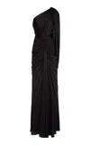 Zuhair Murad Draped Satin One-shoulder Maxi Dress In Black