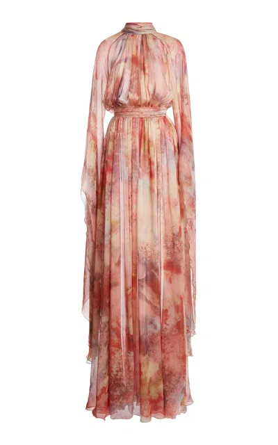 Zuhair Murad Draped Silk-charmeuse Maxi Dress In Pink