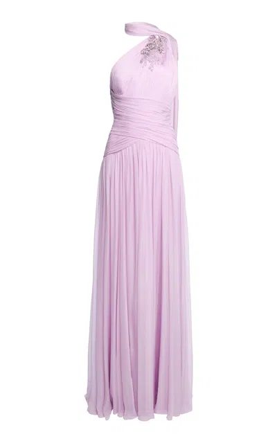 Zuhair Murad Draped Silk-chiffon Maxi Dress In Purple