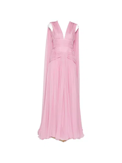 Zuhair Murad Draped V-neck Gown In Pink