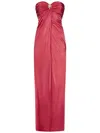 Zuhair Murad Long Sugar Coral Draped Bustier Dress In Red