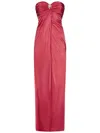 Zuhair Murad Long Sugar Coral Draped Bustier Dress In Red