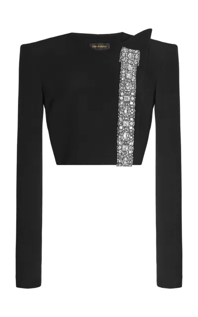 Zuhair Murad Embellished Cady Crop Top In Black