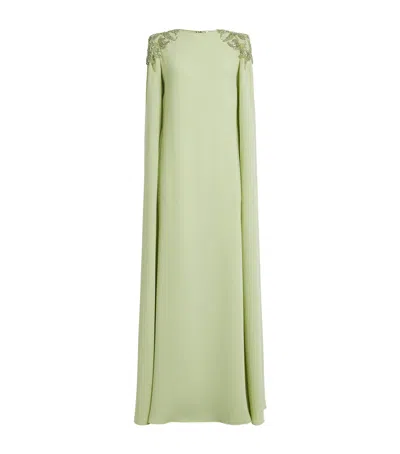 Zuhair Murad Embellished Cape Gown In Green