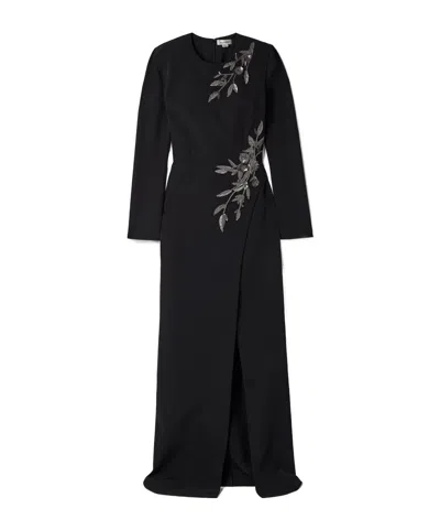 Zuhair Murad Embellished Draped Cady Gown In Black
