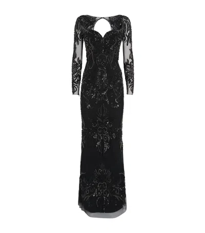 Zuhair Murad Embellished Leaves Gown In Black | ModeSens