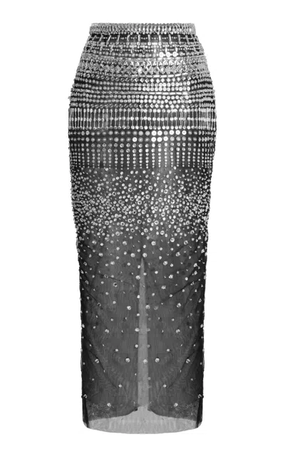 Zuhair Murad Embellished Tulle Midi Skirt In Black