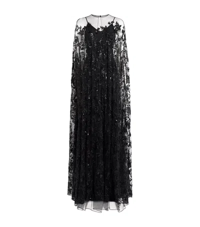 Zuhair Murad Embellished Whispering Bloom Kaftan Gown In Black