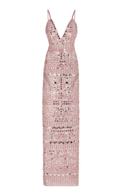 Zuhair Murad Embroidered Maxi Dress In Pink
