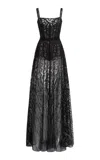 Zuhair Murad Embroidered Silk Corseted Gown In Black