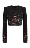Zuhair Murad Embroidered Silk Cropped Top In Multi