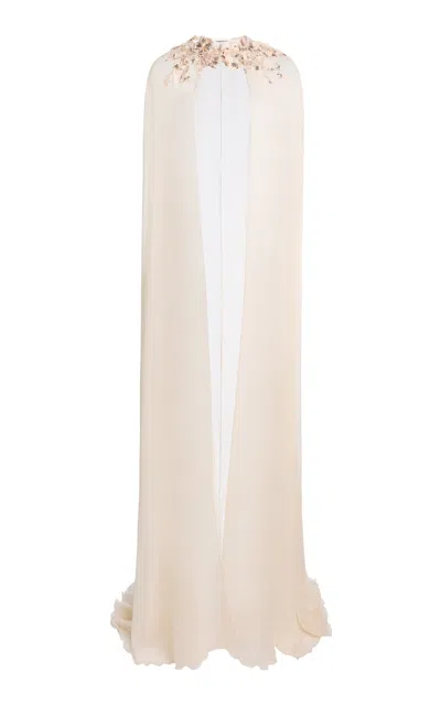 Zuhair Murad Embroidered Silk-chiffon Cape In Gray