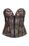 Zuhair Murad Embroidered Strapless Bustier Top In Multi