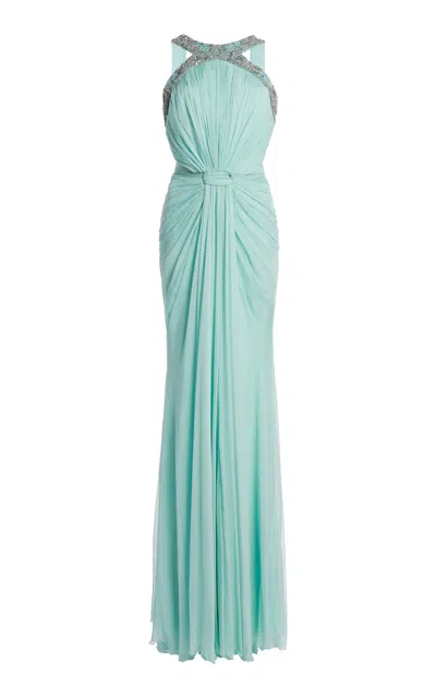 Zuhair Murad Embroidery-embellished Chiffon Gown In Blue