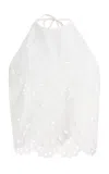 Zuhair Murad Eyelet Cotton Cropped Top In White