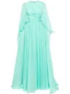 Zuhair Murad Flared Chiffon Gown In Green