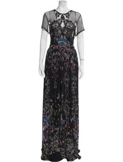 Pre-owned Zuhair Murad Floral Print Long Dress In Black