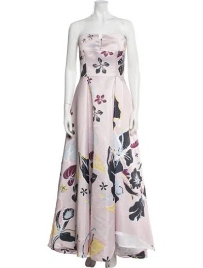 Pre-owned Zuhair Murad Floral Print Long Dress In Pink
