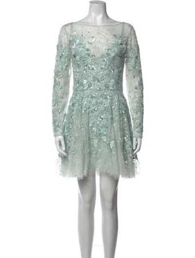 Pre-owned Zuhair Murad Floral Print Mini Dress In Green