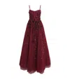 Zuhair Murad Floral Sequinned Gown In Burgundy
