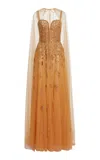 Zuhair Murad Freya Embroidered Silk Gown In Yellow